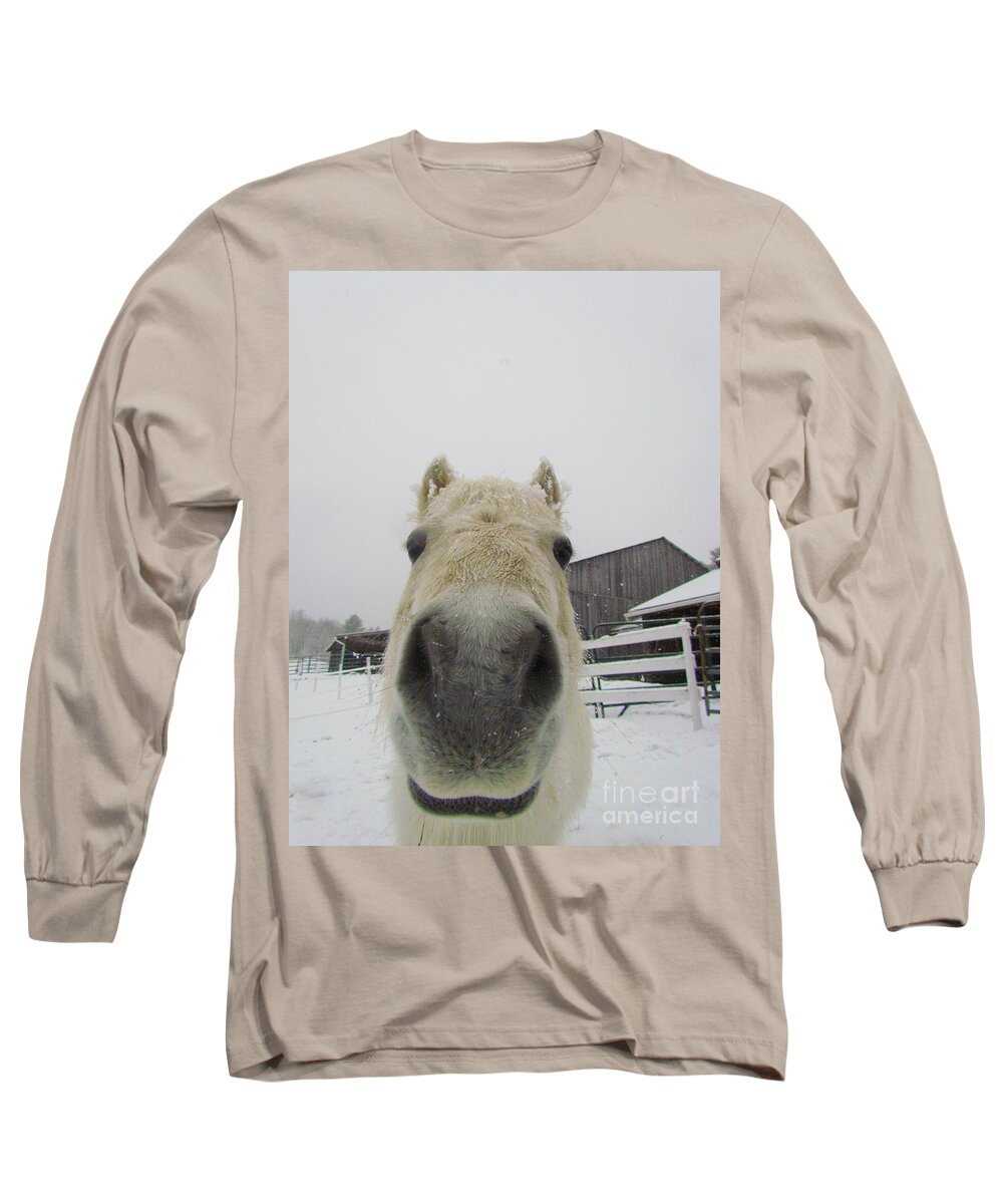 Frosty The Pony Long Sleeve T-Shirt featuring the photograph Smooch by Elizabeth Dow