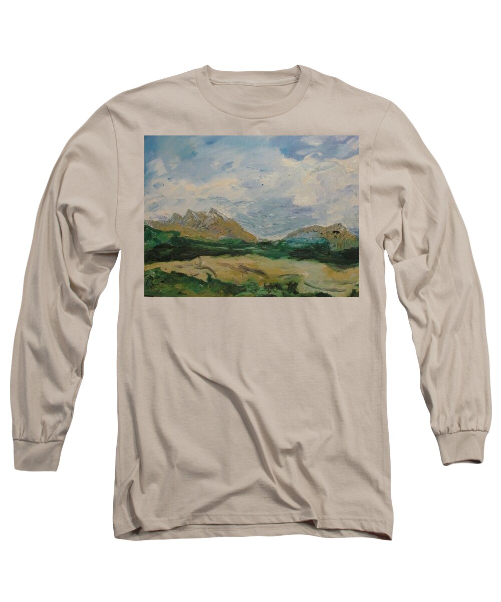 Mountains Long Sleeve T-Shirt featuring the painting Somewhere in Denali by Shea Holliman