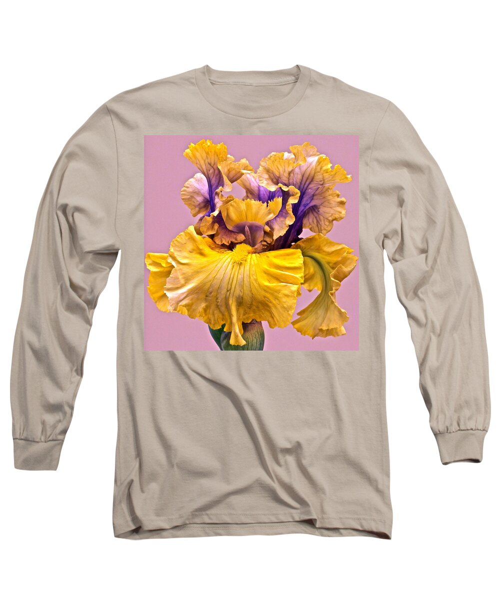 Iris Macro Long Sleeve T-Shirt featuring the photograph Spectacular Iris Close Up by Byron Varvarigos