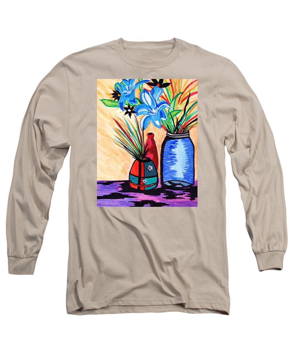 Acrylic Long Sleeve T-Shirt featuring the painting Still Life Flowers by Connie Valasco