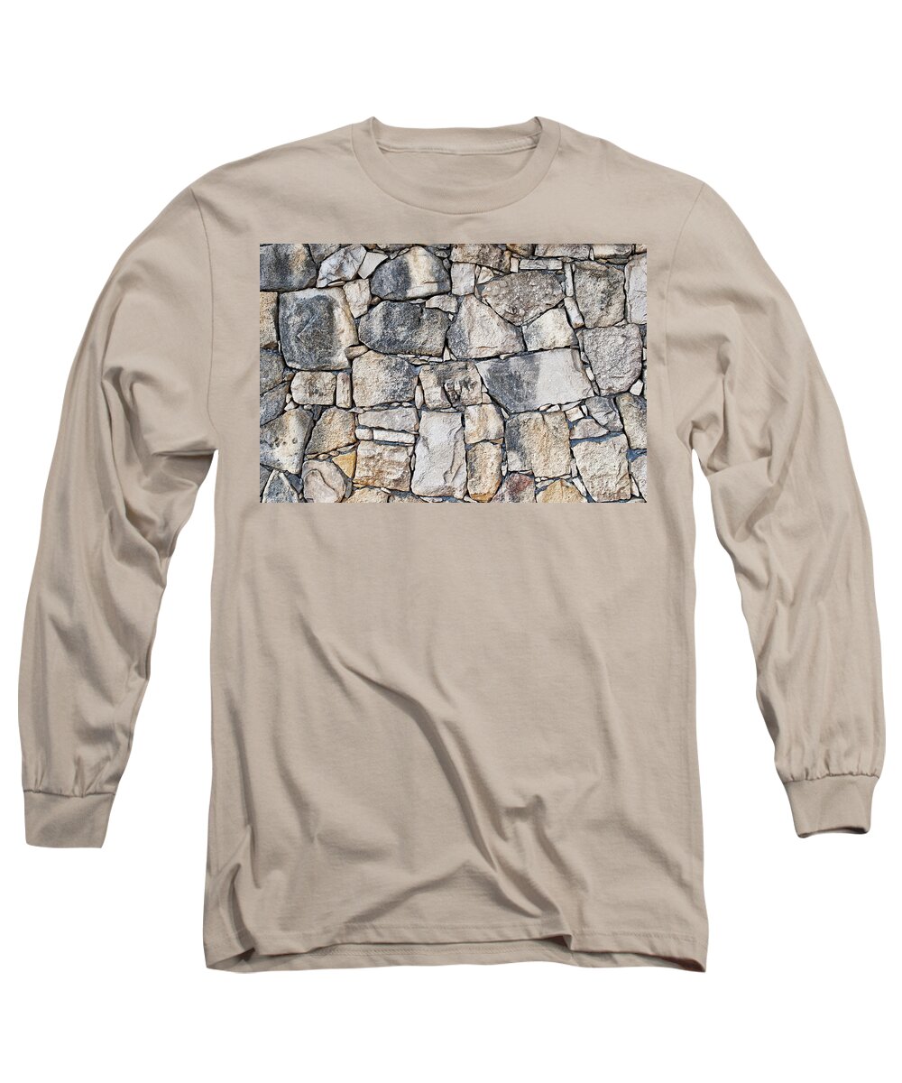 Architecture Long Sleeve T-Shirt featuring the photograph Stone wall texture by Antony McAulay