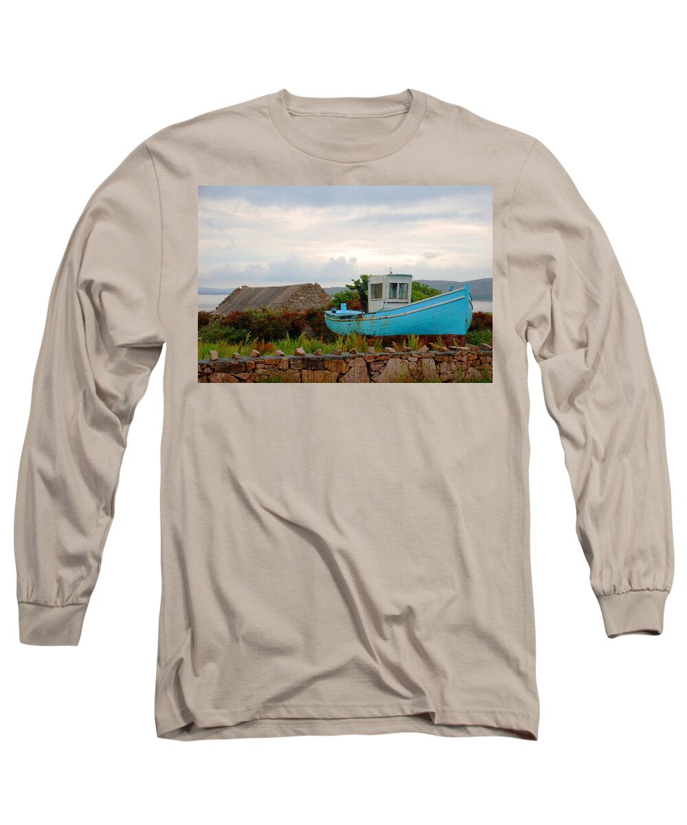 Boat Long Sleeve T-Shirt featuring the photograph Stored for the Winter by Norma Brock