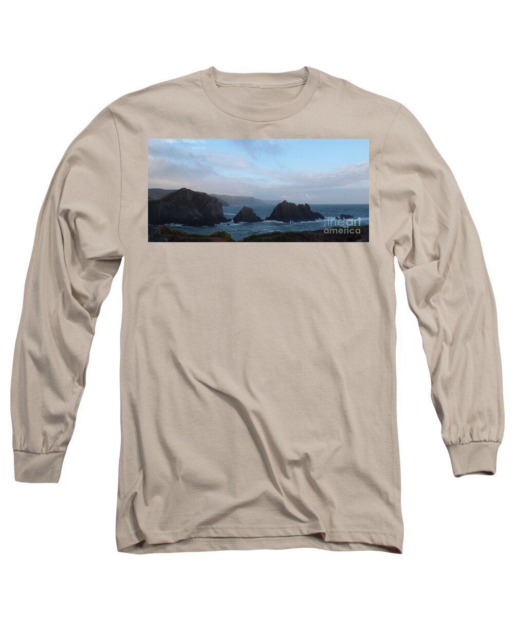 Stormy Hartland Quay Long Sleeve T-Shirt featuring the photograph Hartland Quay Storm by Richard Brookes