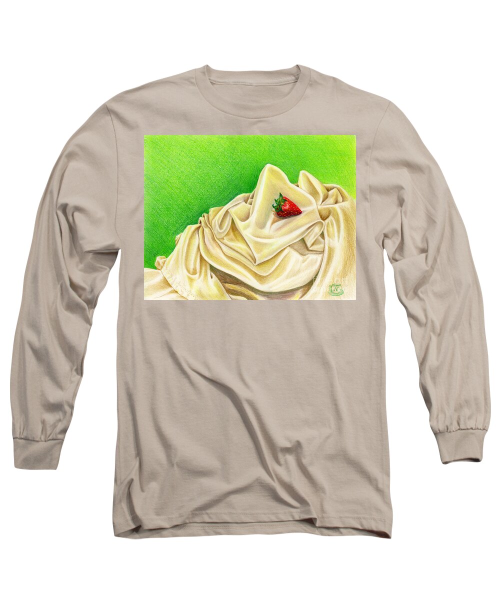 Strawberry Long Sleeve T-Shirt featuring the painting Strawberry Passion by Nancy Cupp