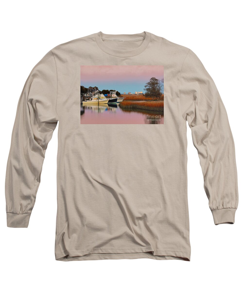 Sunset Long Sleeve T-Shirt featuring the photograph Sun Setting At Murrells Inlet by Kathy Baccari