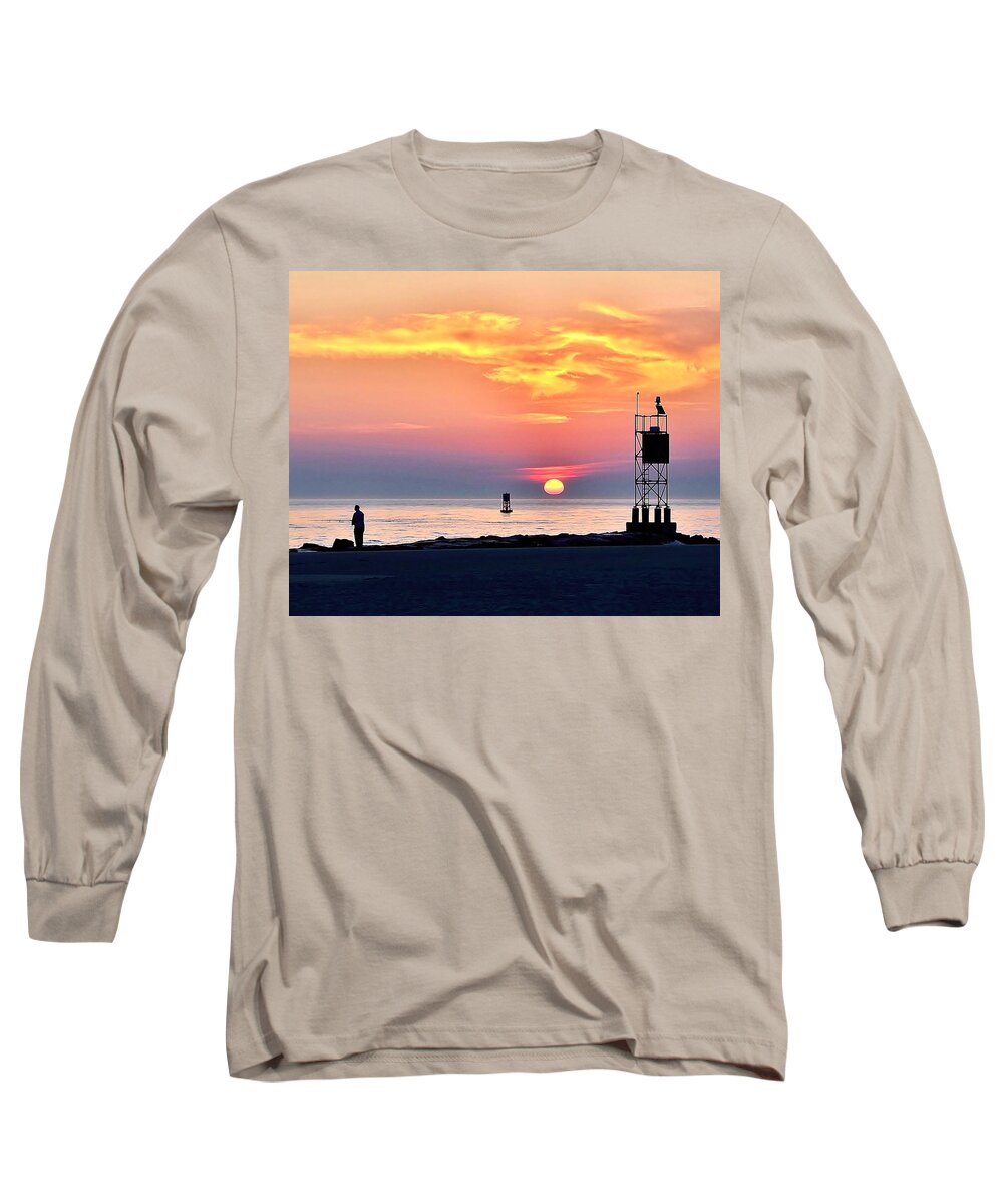 Sunrise Long Sleeve T-Shirt featuring the photograph Sunrise at Indian River Inlet by Kim Bemis