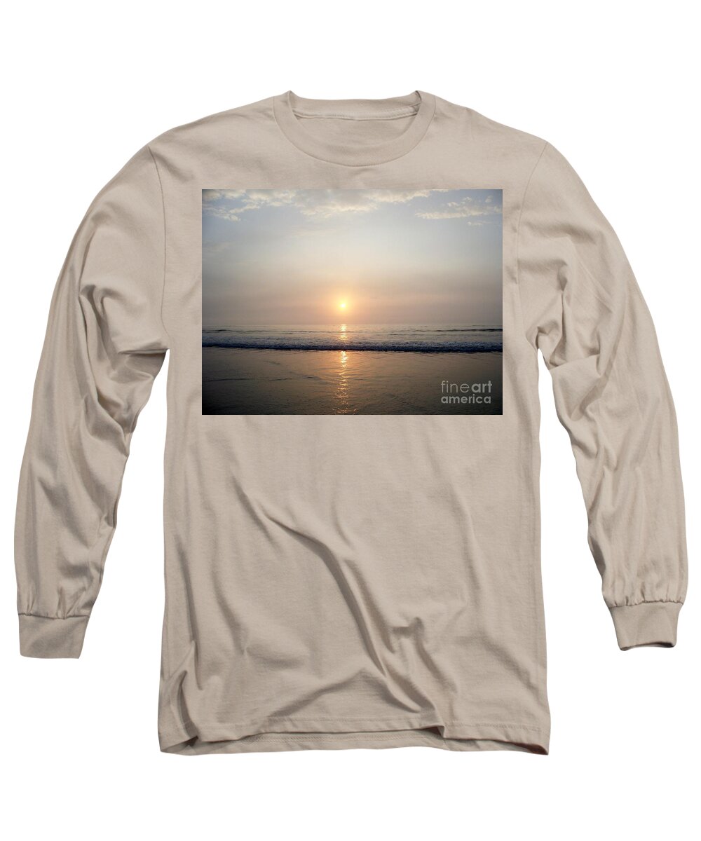 Hampton Beach Photography Long Sleeve T-Shirt featuring the photograph Sunrise Reflection Shines Upon The Atlantic by Eunice Miller