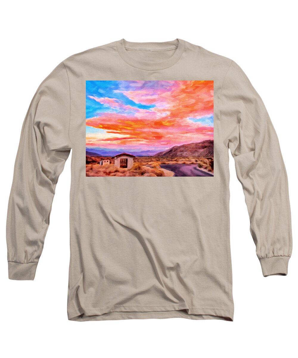 Palm Springs Long Sleeve T-Shirt featuring the painting Sunset From Palm Canyon by Michael Pickett