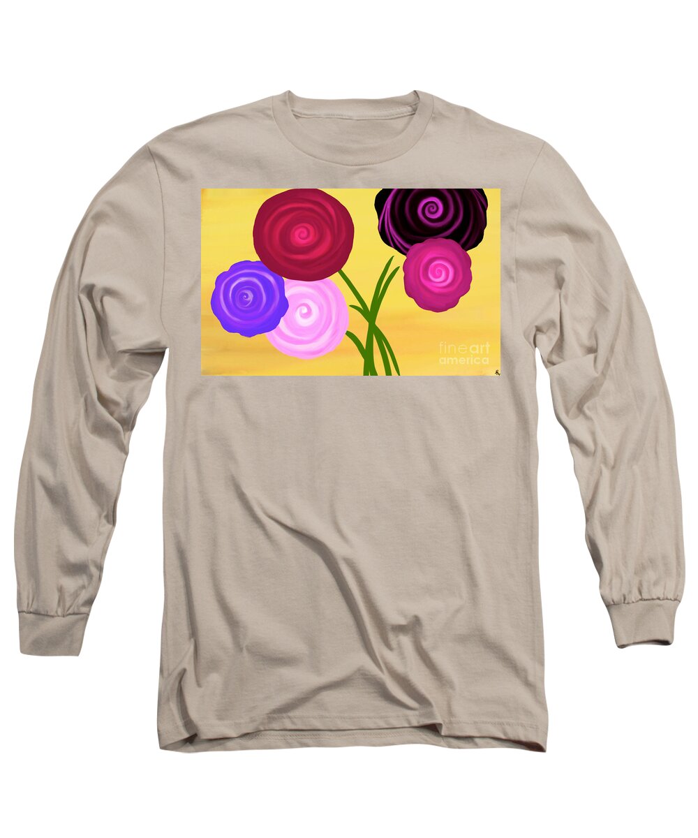African-american Artist Long Sleeve T-Shirt featuring the painting Sweet Swirls by Anita Lewis