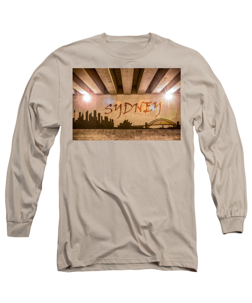 Bridge Long Sleeve T-Shirt featuring the photograph Sydney Graffiti Skyline by Semmick Photo
