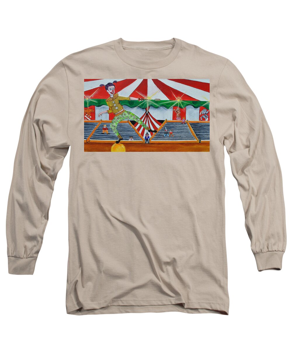 Circus Long Sleeve T-Shirt featuring the painting The Balancing Act by Patricia Arroyo