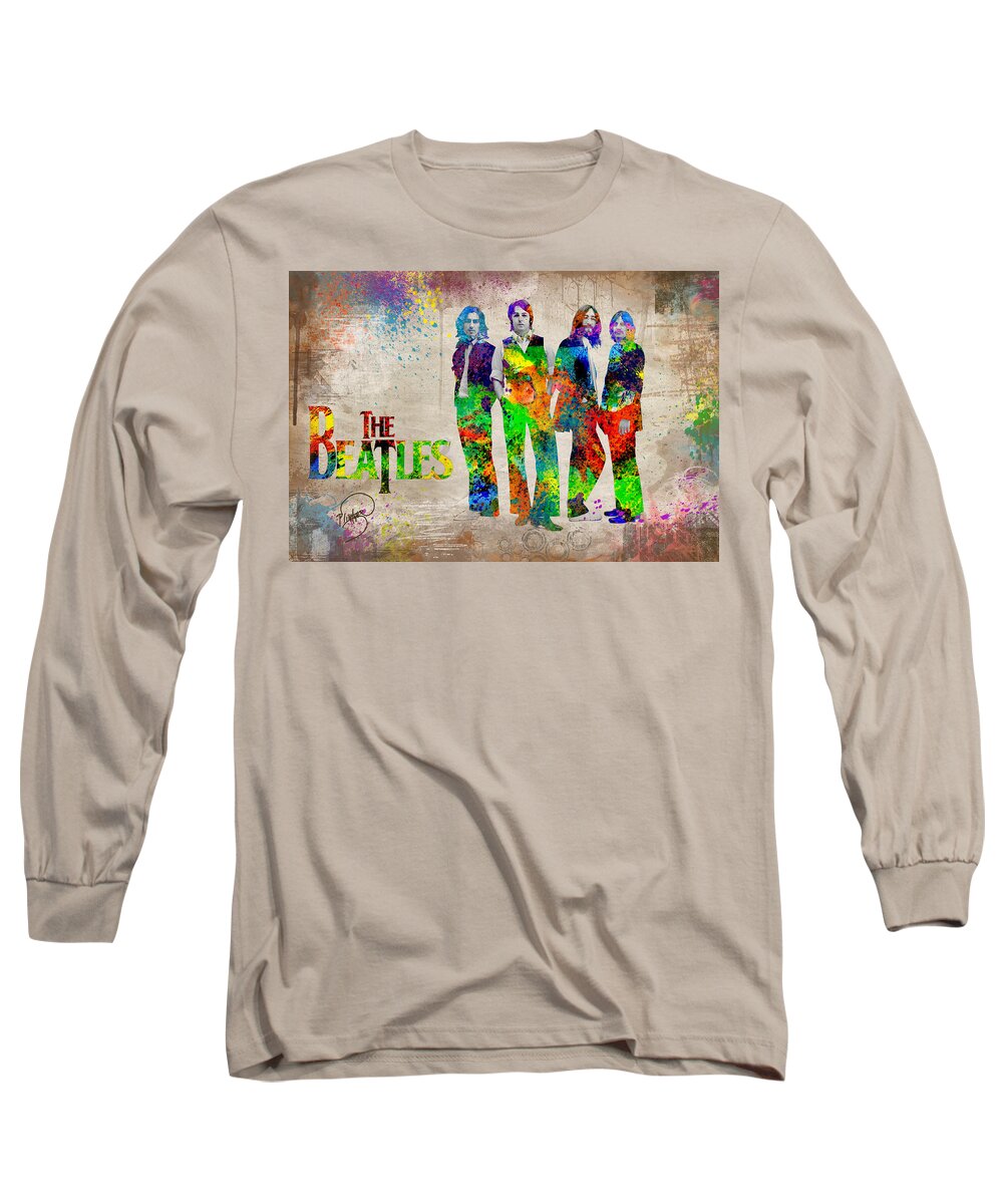 Beatles Revolution Long Sleeve T-Shirt featuring the digital art The Beatles by Patricia Lintner