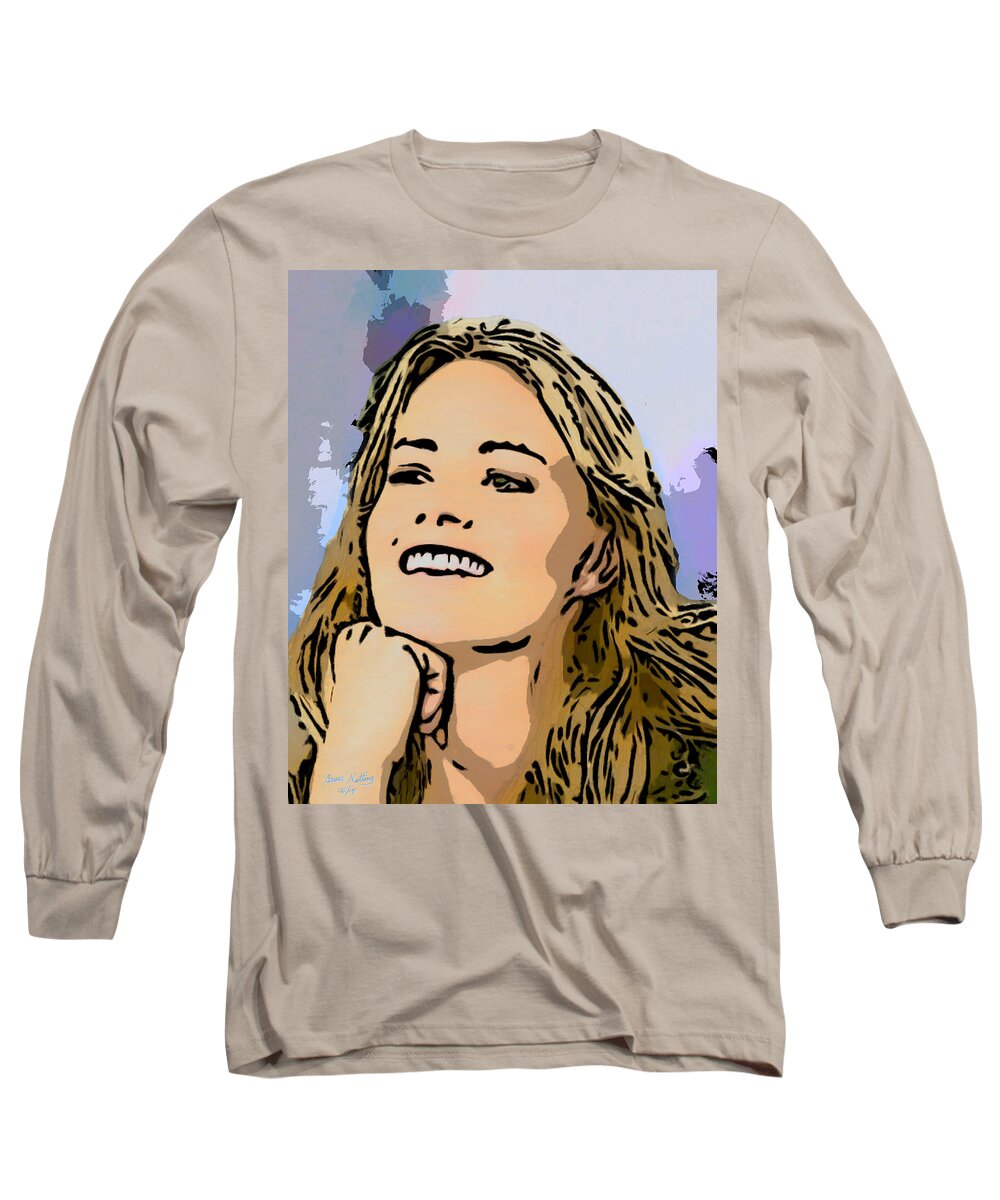 Actress Long Sleeve T-Shirt featuring the painting The Beautiful Elisabeth Shue by Bruce Nutting