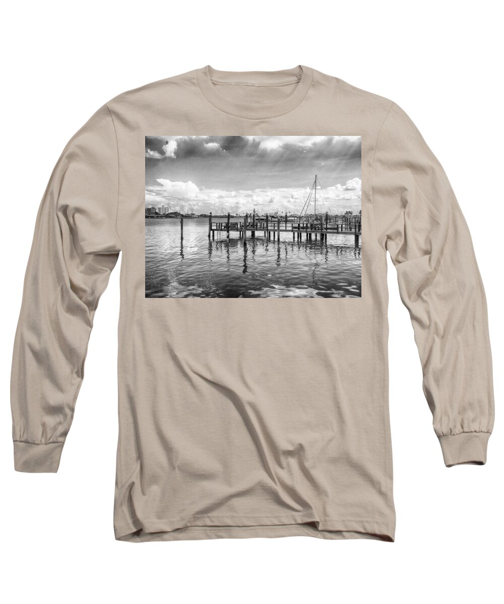 Seascape Photography Long Sleeve T-Shirt featuring the photograph The Dock by Howard Salmon