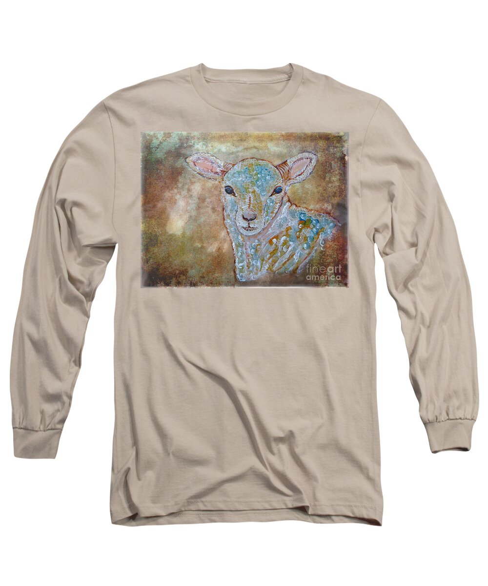 Lamb Long Sleeve T-Shirt featuring the painting the Lamb by Ella Kaye Dickey
