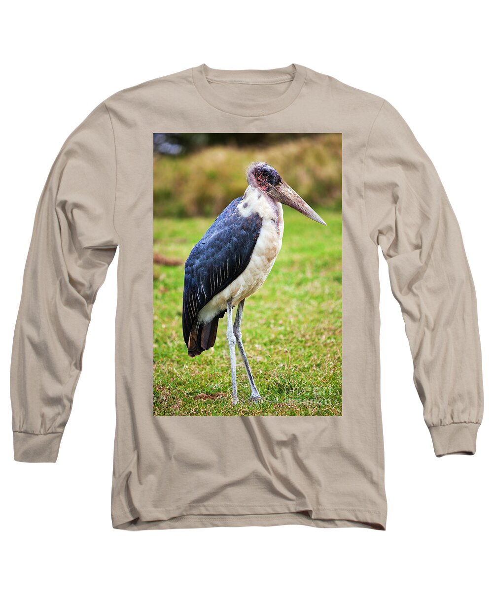 Marabou Long Sleeve T-Shirt featuring the photograph The Marabou Stork in Tanzania. Africa by Michal Bednarek