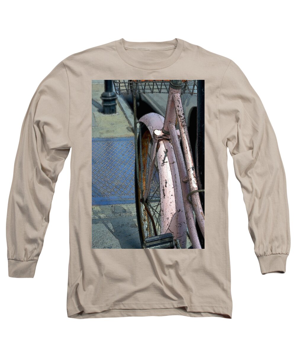 Bicycle Long Sleeve T-Shirt featuring the photograph The Pink Bicyclette by Nadalyn Larsen