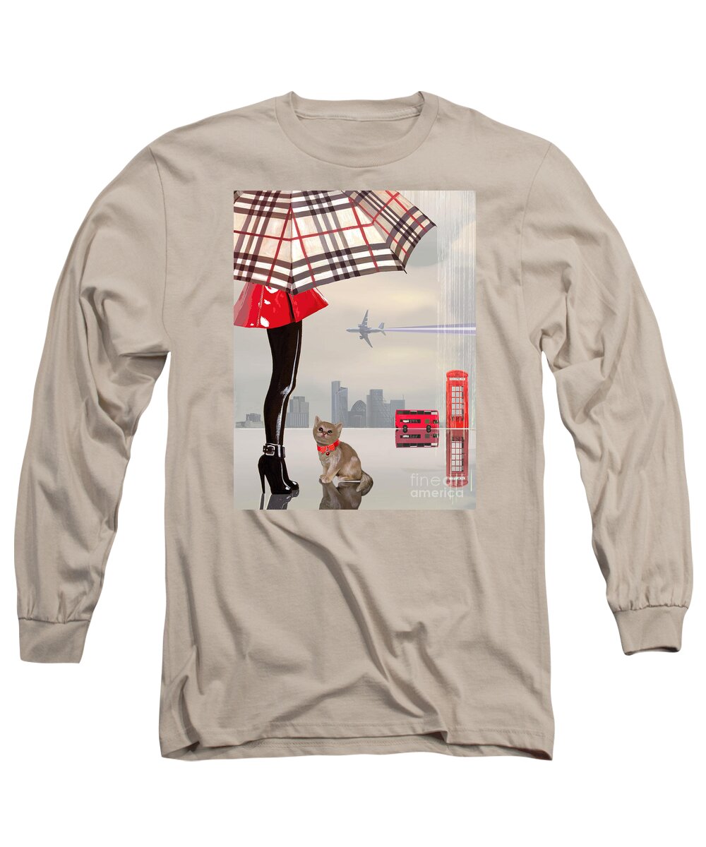 Cat Long Sleeve T-Shirt featuring the painting The young Londoner by Victoria Fomina