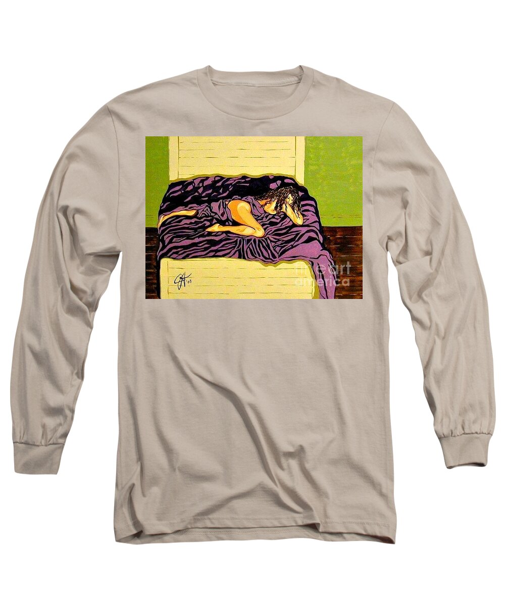 Female Long Sleeve T-Shirt featuring the painting Thoughts of You by Jackie Carpenter