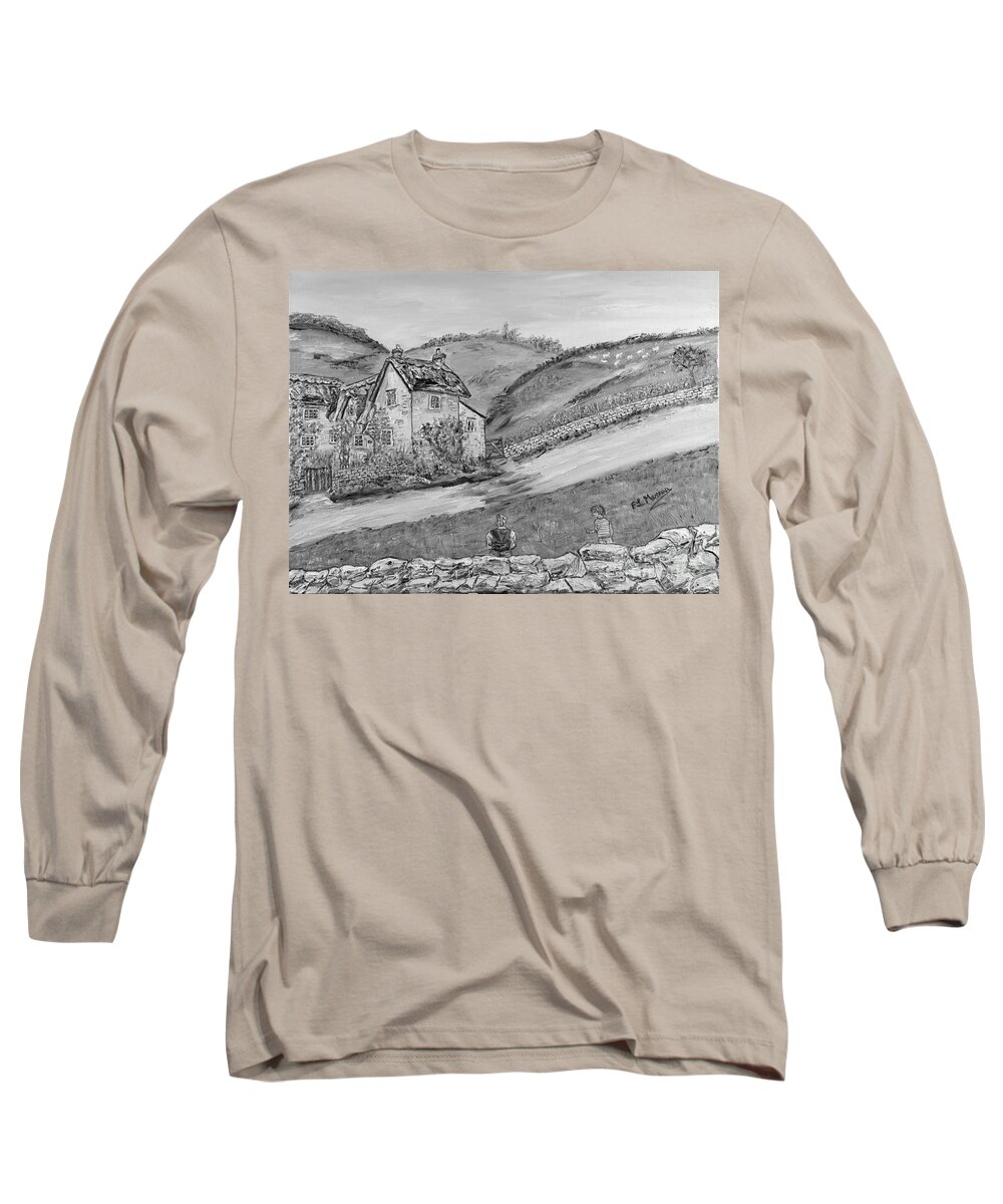 �black And White� Long Sleeve T-Shirt featuring the painting Un pomeriggio d'estate by Loredana Messina