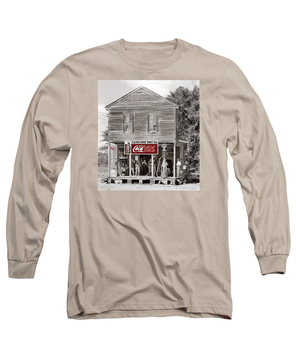 U.s. Post Office General Store Coca-cola Signs Sprott Alabama Walker Evans Photo C.1935-2014. Long Sleeve T-Shirt featuring the photograph U.S. Post Office general store Coca-Cola Signs Sprott Alabama Walker Evans photo c.1935-2014. by David Lee Guss