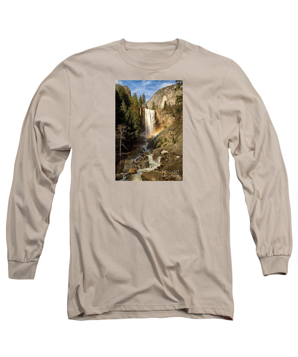 California Long Sleeve T-Shirt featuring the photograph Vernal Fall rainbow by Alice Cahill