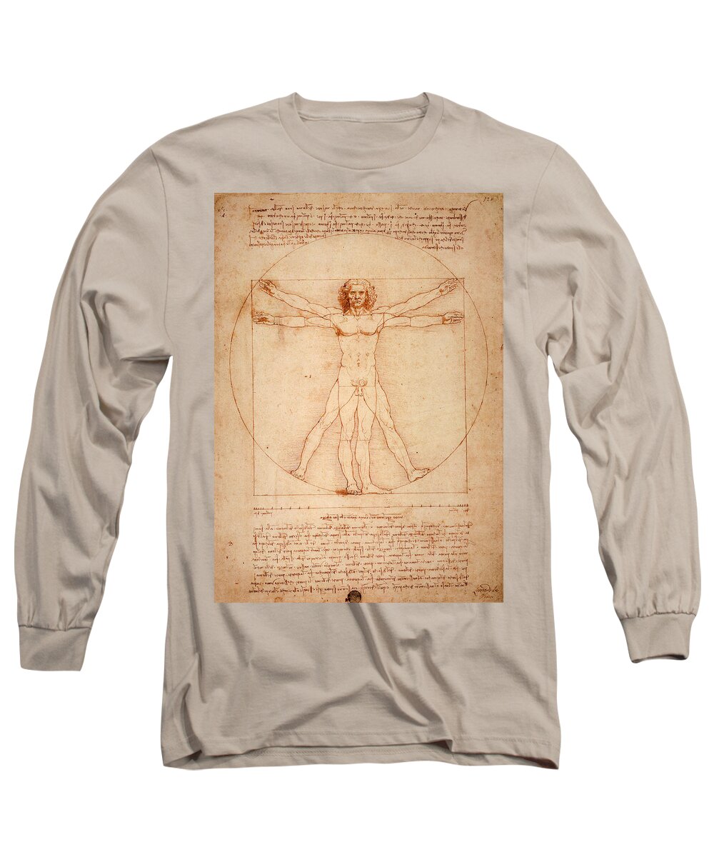 Vitruvian Man Long Sleeve T-Shirt featuring the digital art Vitruvian Man by Bill Cannon