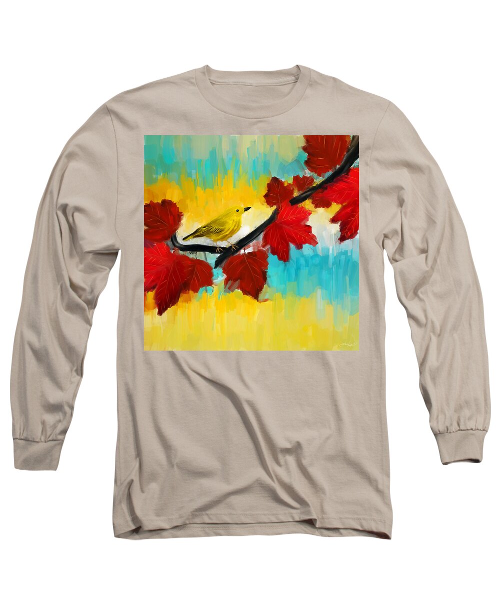 Yellow Long Sleeve T-Shirt featuring the painting Vividness by Lourry Legarde