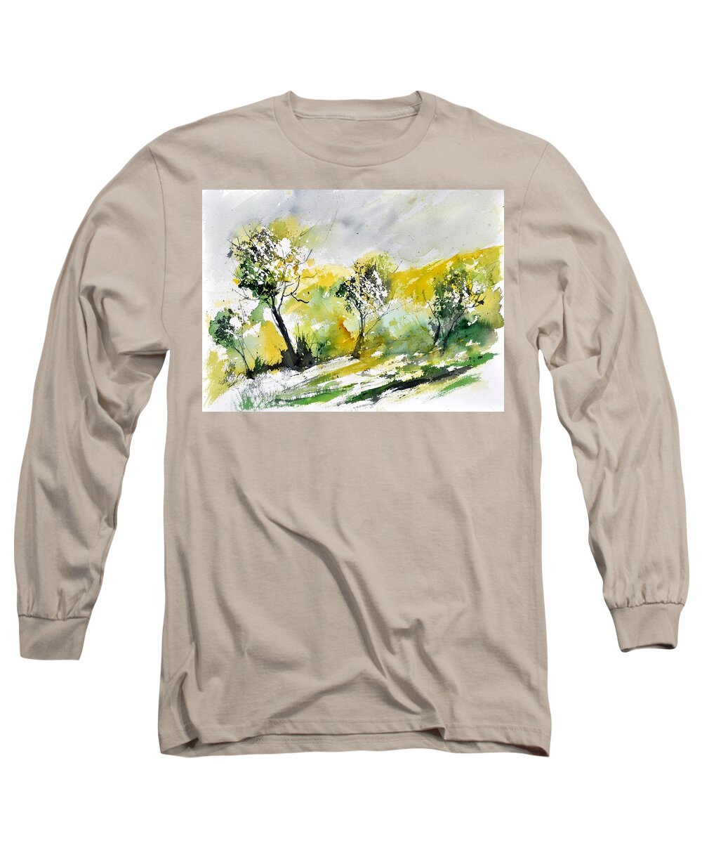 Landscape Long Sleeve T-Shirt featuring the painting Watercolor 317030 by Pol Ledent