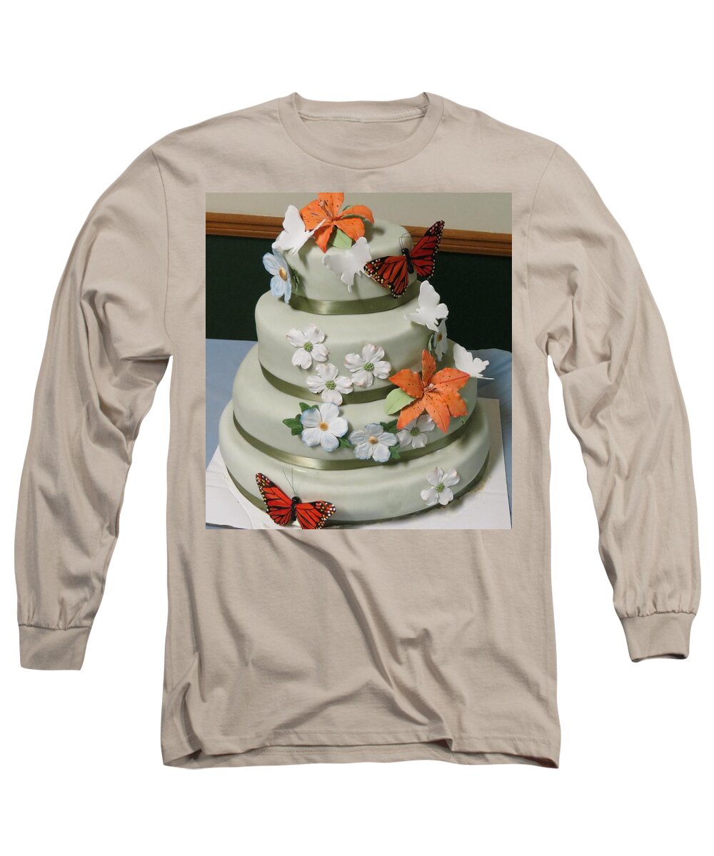 Cake Long Sleeve T-Shirt featuring the photograph Wedding Cake for April by Fortunate Findings Shirley Dickerson
