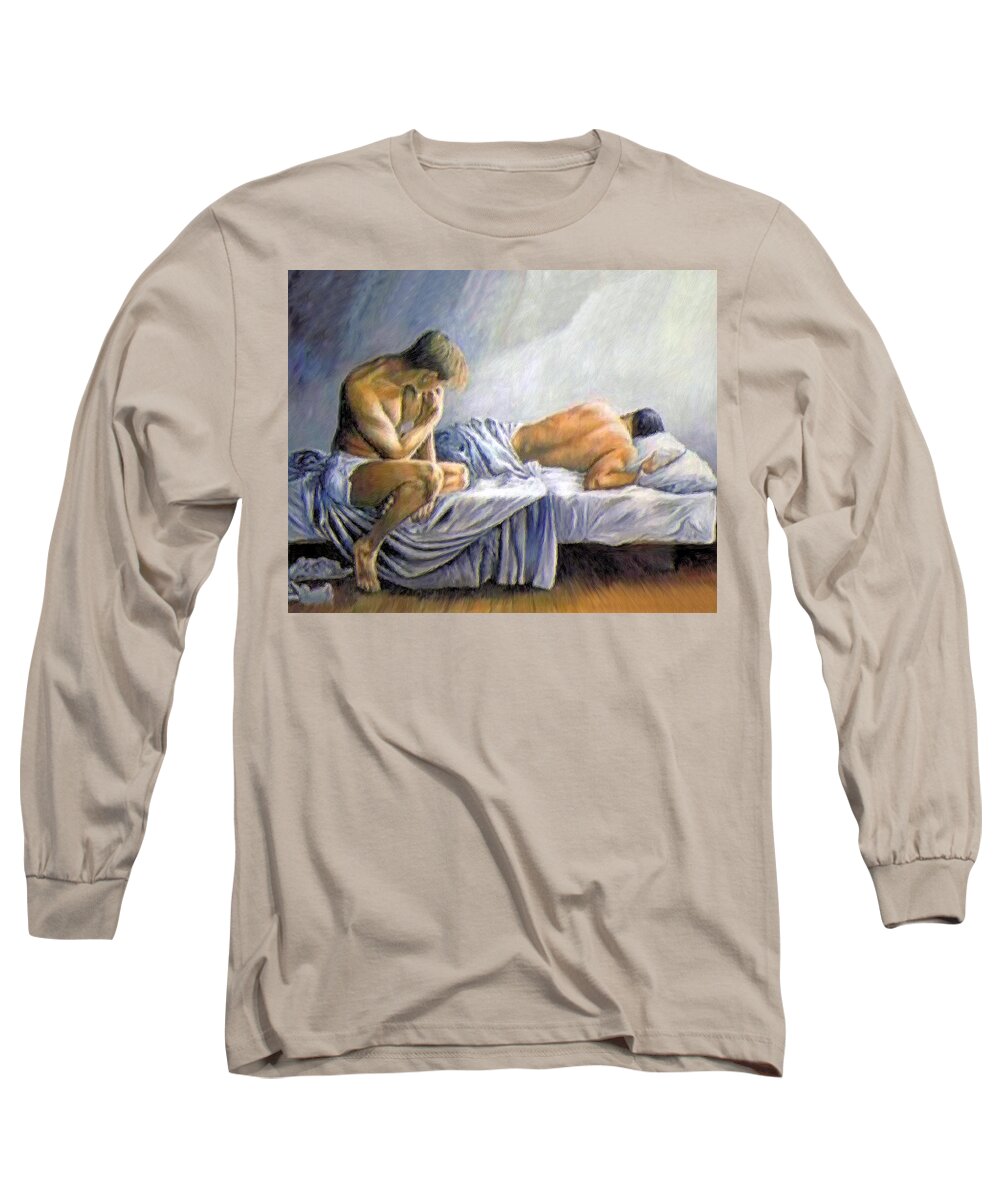 Dreaming Long Sleeve T-Shirt featuring the painting What is He Dreaming by Troy Caperton