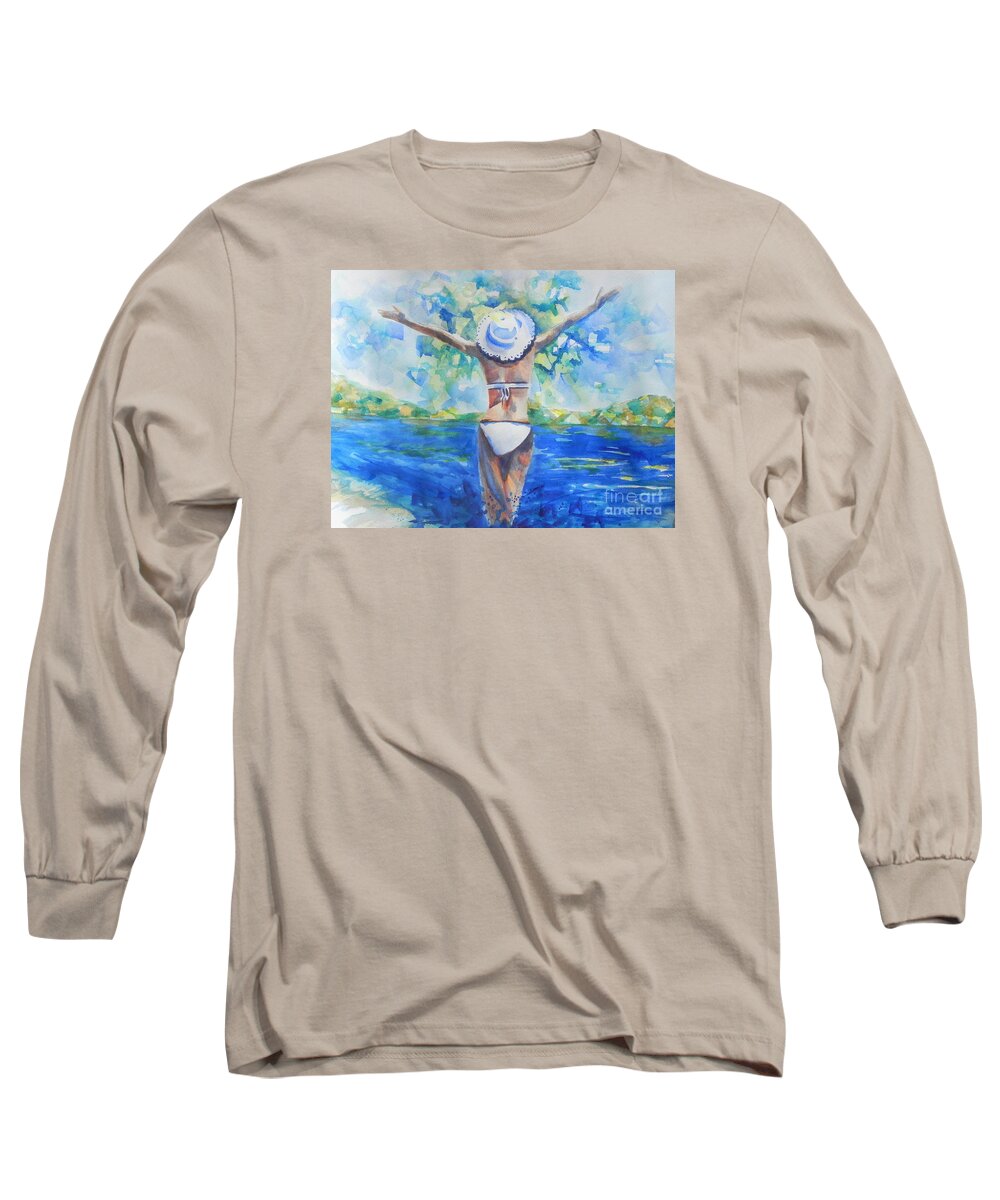 Watercolors Long Sleeve T-Shirt featuring the painting What Lies Ahead Series Forgive by Chrisann Ellis
