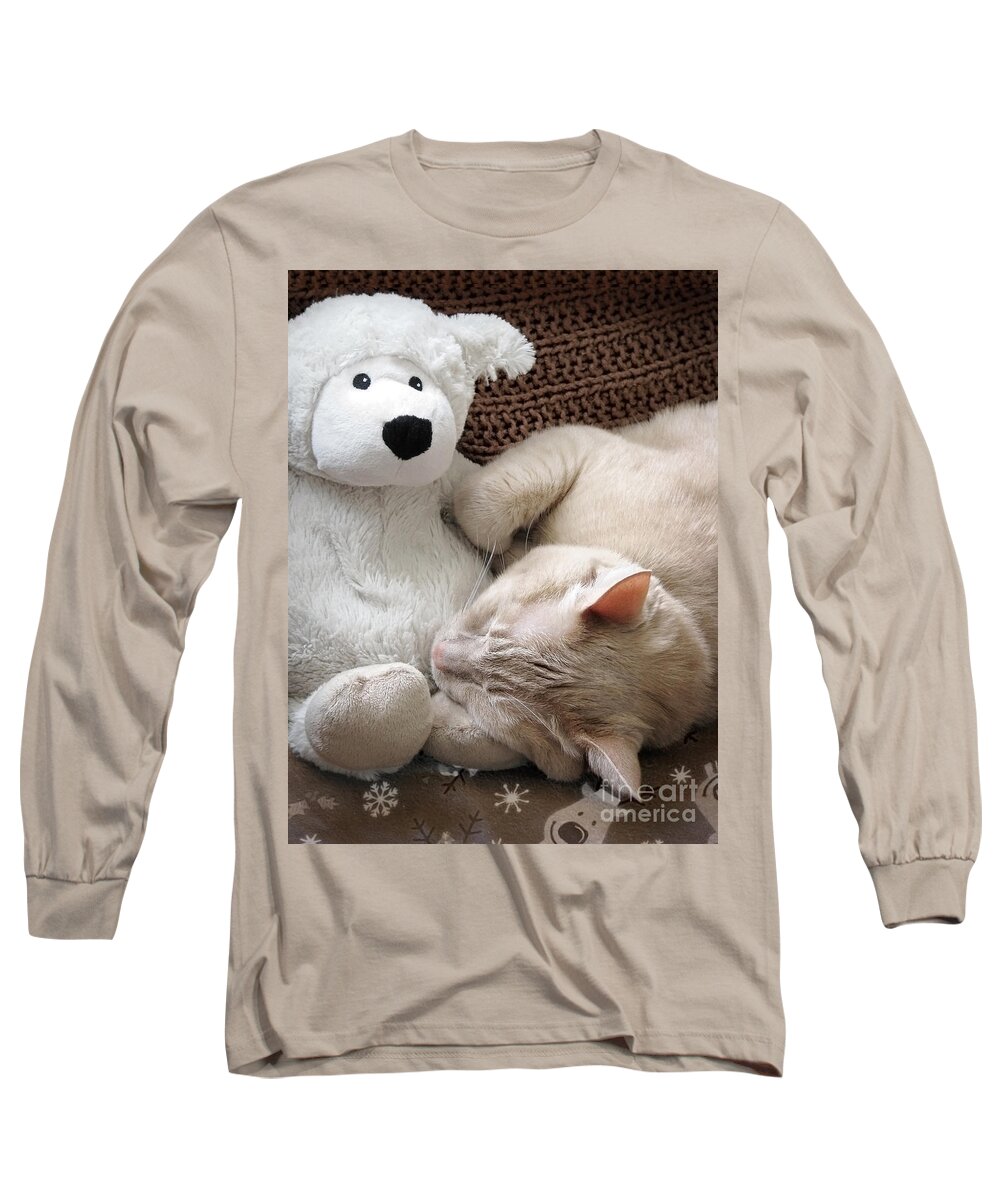 Cat Long Sleeve T-Shirt featuring the photograph While Visions of Tuna Fish by Ellen Cotton