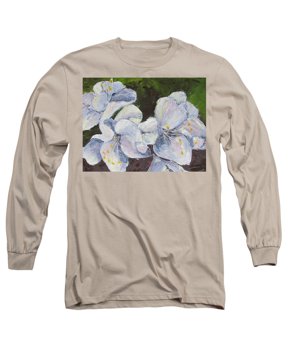 Azaleas Long Sleeve T-Shirt featuring the painting White Azaleas by Susan Richardson