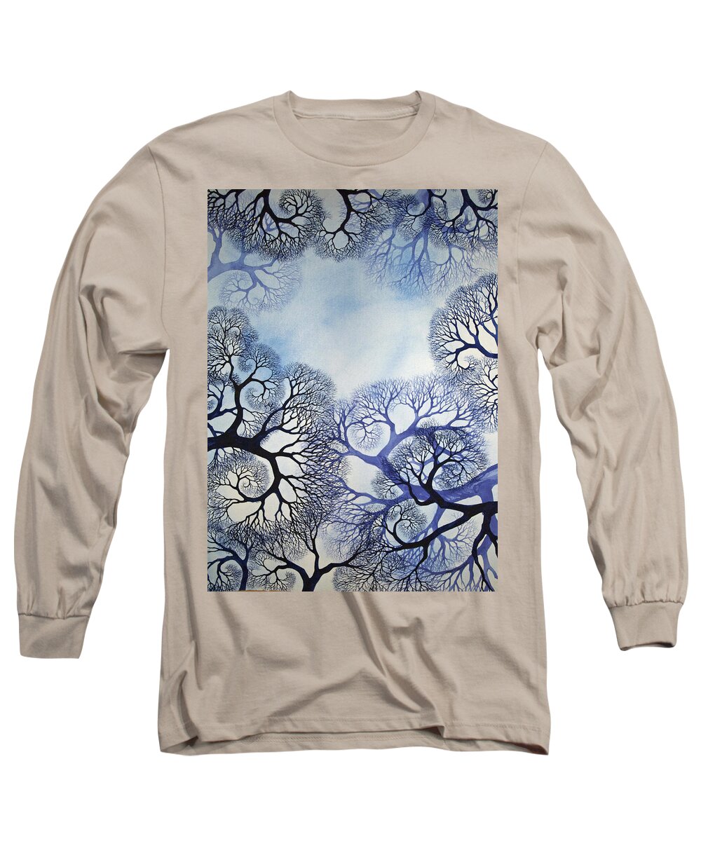 Spiral Long Sleeve T-Shirt featuring the painting Winter Lace by Helen Klebesadel