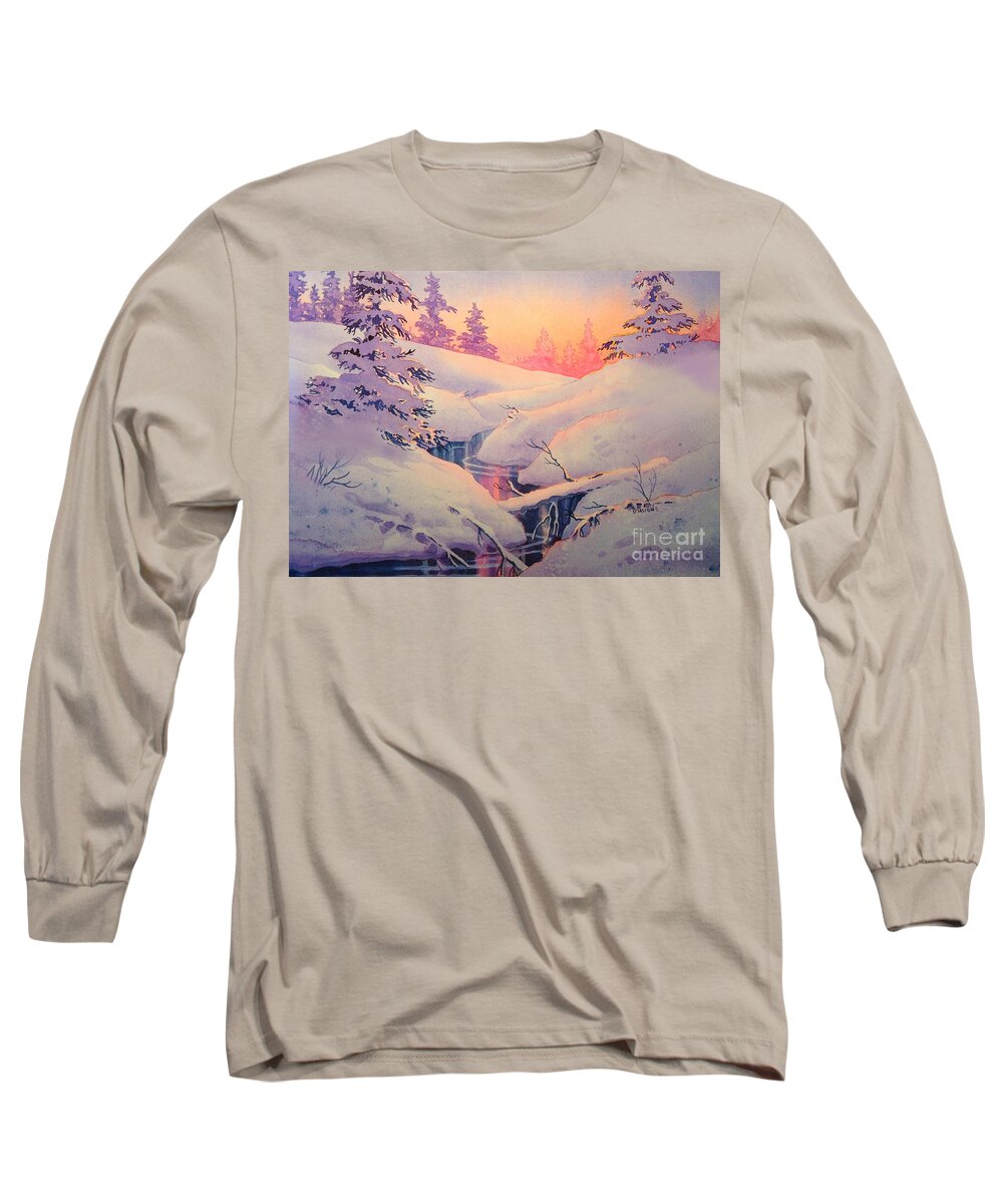 Winter Sun Long Sleeve T-Shirt featuring the painting Winter Sun by Teresa Ascone