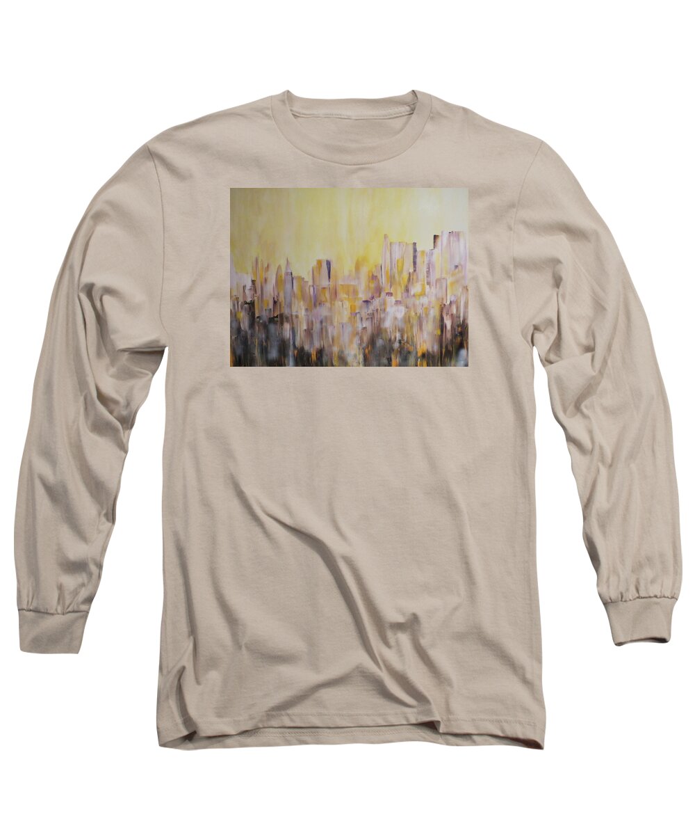 Cityscape Long Sleeve T-Shirt featuring the painting Your View?  by Soraya Silvestri