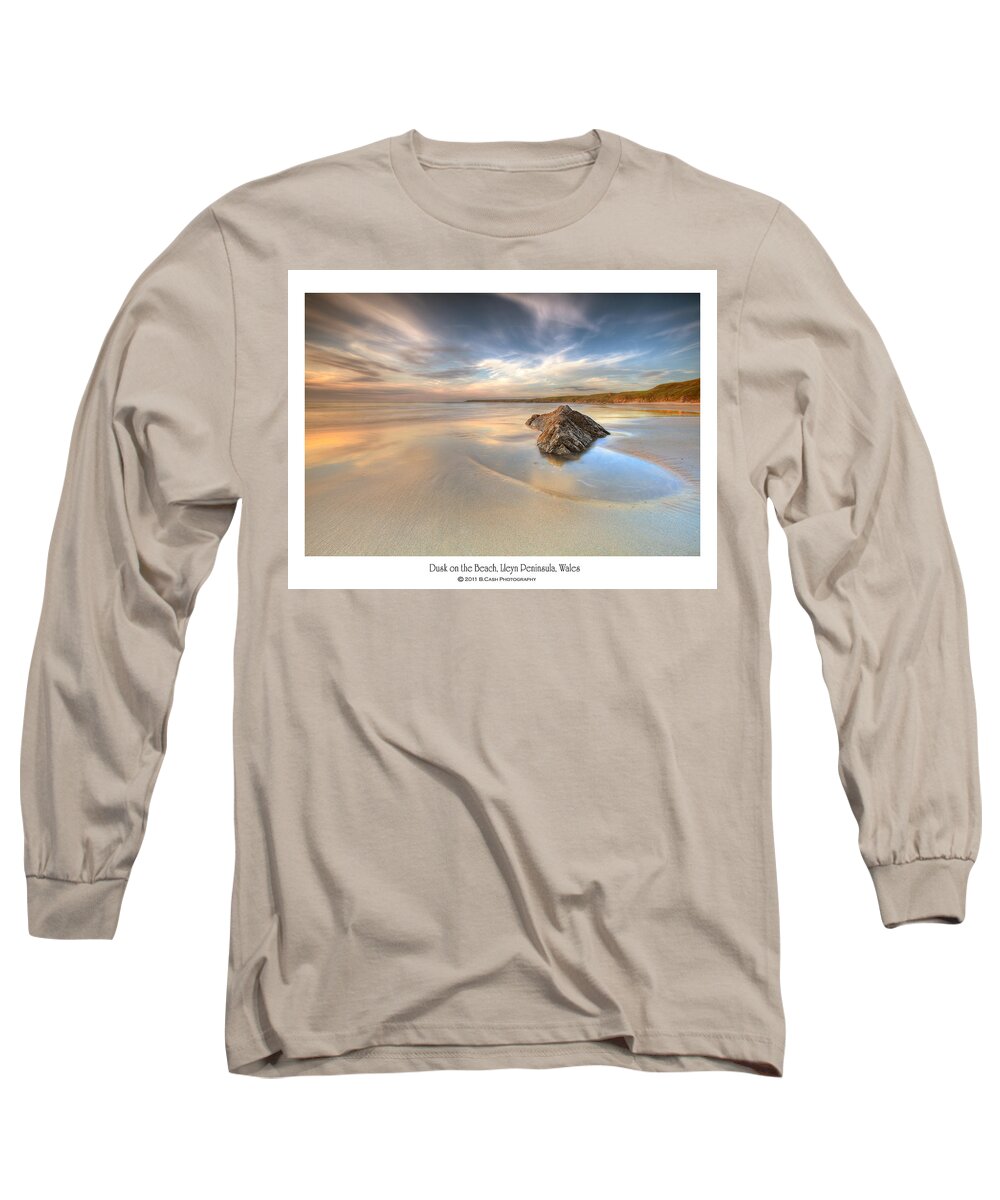Wales Long Sleeve T-Shirt featuring the photograph Dusk on the beach by B Cash