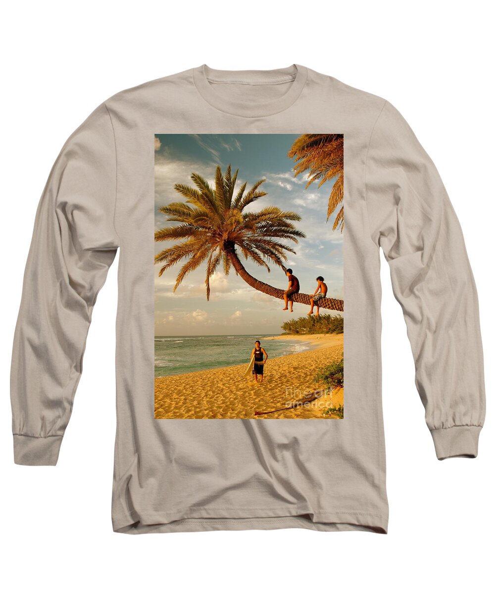 Surf Long Sleeve T-Shirt featuring the photograph Sunset Beach Oahu #1 by Mark Gilman
