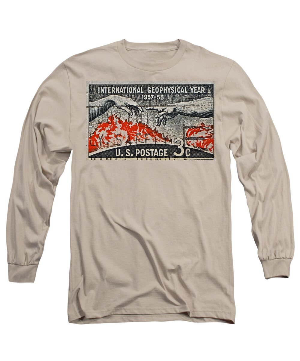 1957 Long Sleeve T-Shirt featuring the photograph 1957-1958 International Geophysical Year Stamp by Bill Owen