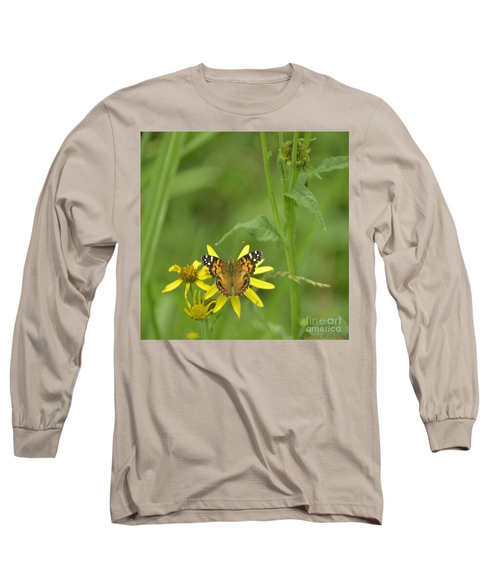 Butterfly Long Sleeve T-Shirt featuring the photograph American Painted Lady #2 by Donna Brown