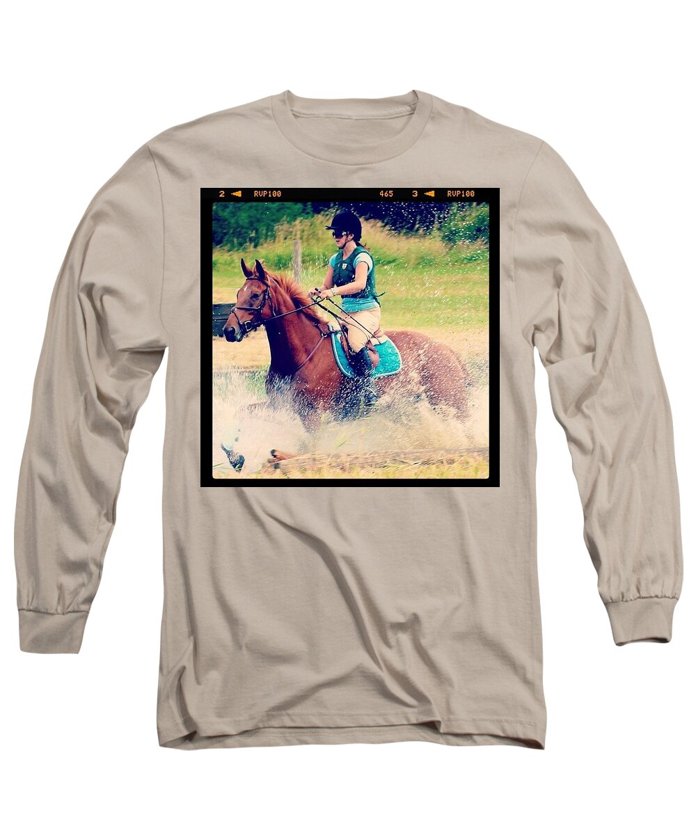Horses Long Sleeve T-Shirt featuring the photograph Andy And Chrissy, Schooling Lincoln by Anna Porter