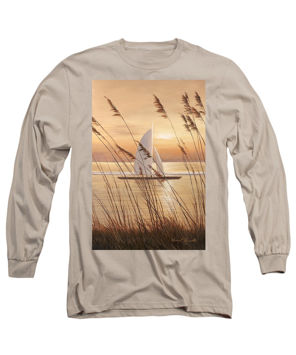 Beach Paintings Long Sleeve T-Shirt featuring the painting At Last by Diane Romanello