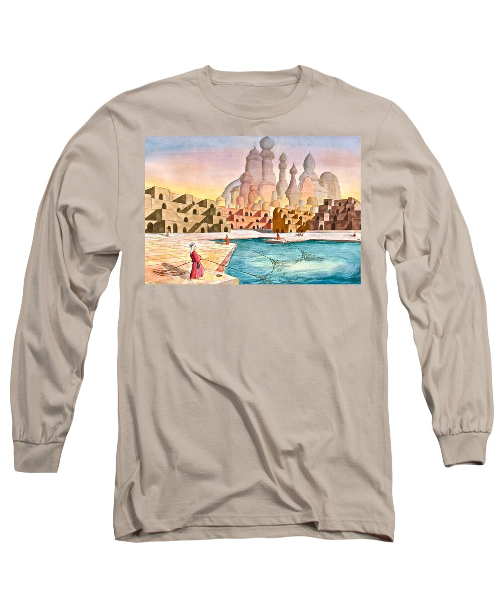 Atlantis Long Sleeve T-Shirt featuring the painting Atlantis Retrospect by Frank SantAgata