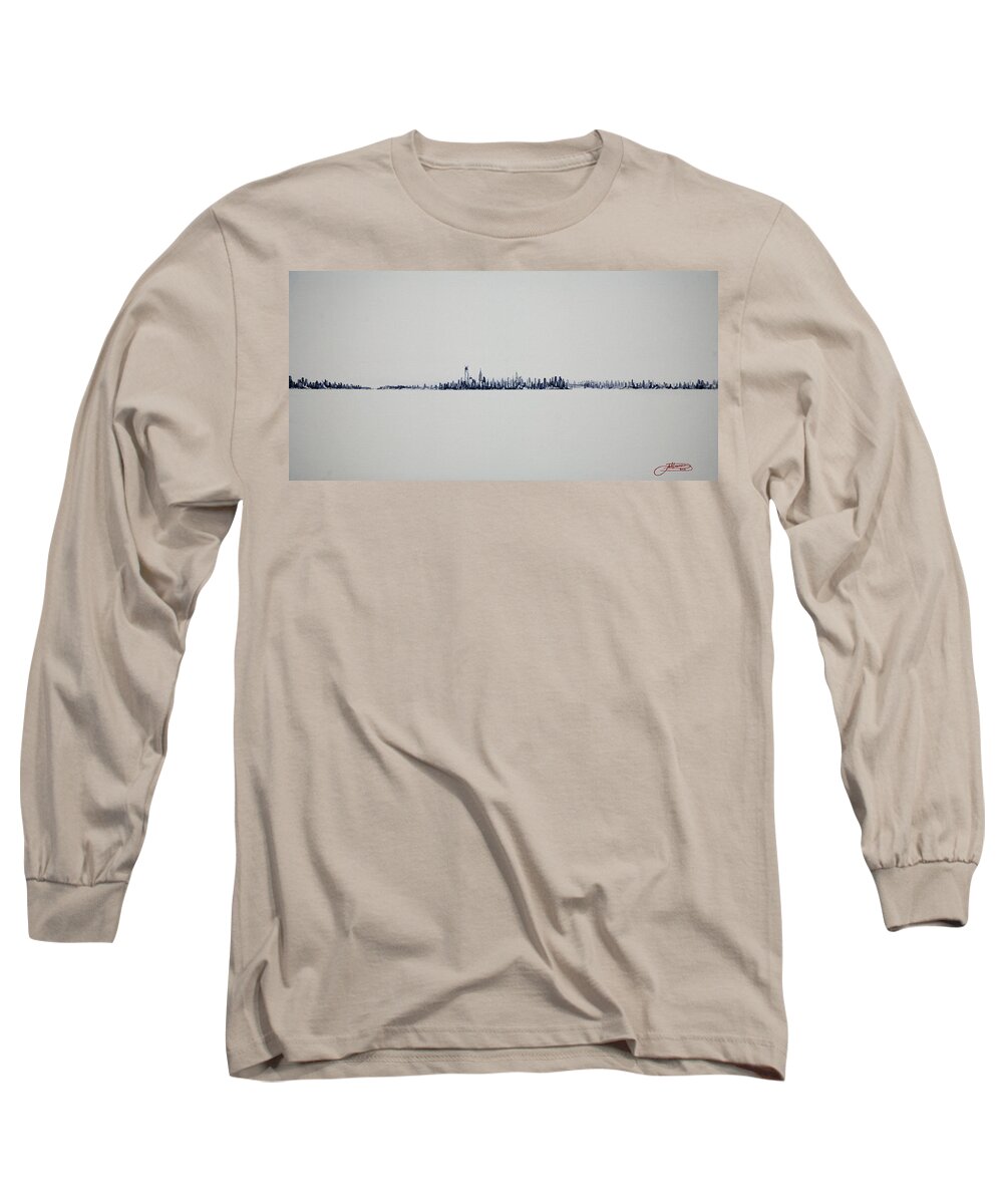 White Long Sleeve T-Shirt featuring the painting Autum Skyline by Jack Diamond