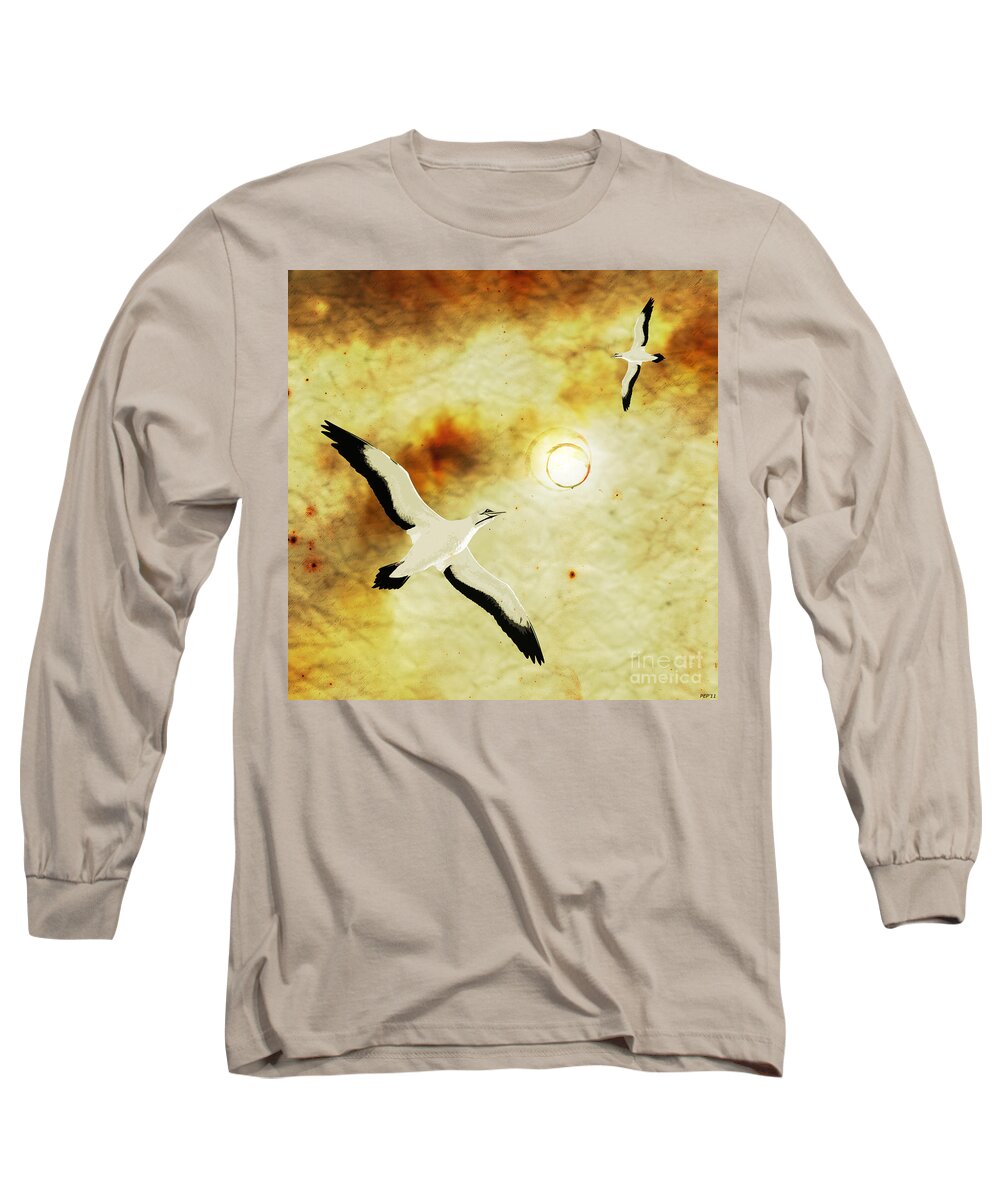 Birds Long Sleeve T-Shirt featuring the digital art Birds of The Sun by Phil Perkins
