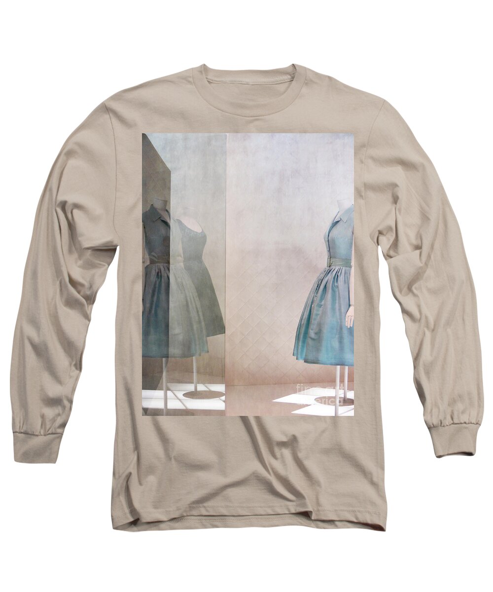 Dress Long Sleeve T-Shirt featuring the digital art Blue dress by Martine Roch