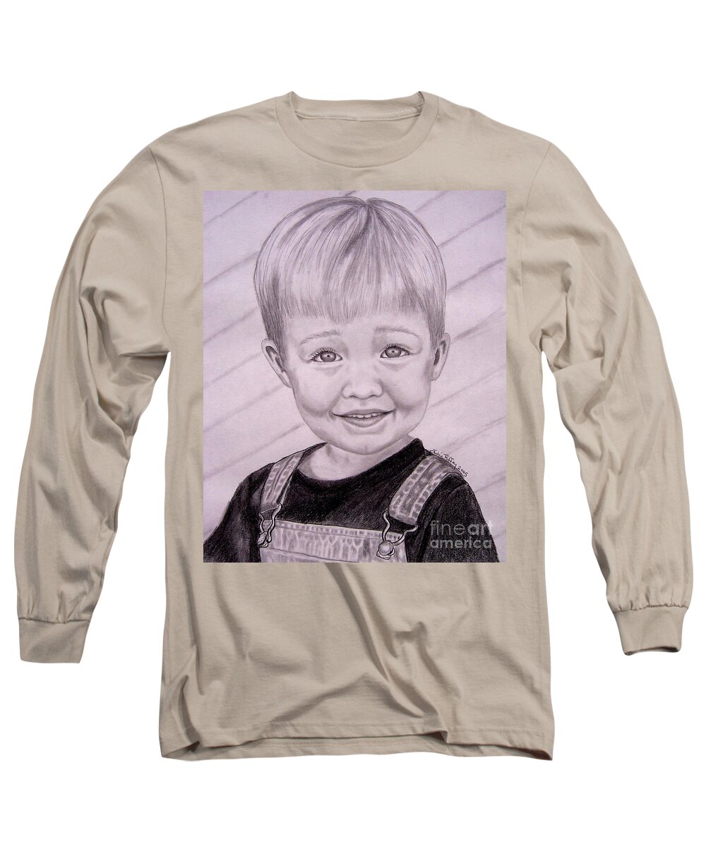 Boy Long Sleeve T-Shirt featuring the drawing Brady by Julie Brugh Riffey