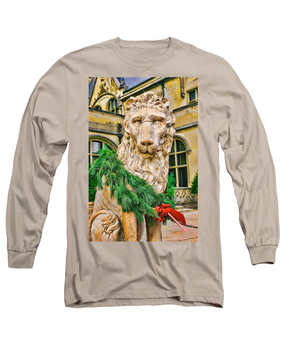 Lion Long Sleeve T-Shirt featuring the photograph Christmas Lion at Biltmore by William Jobes