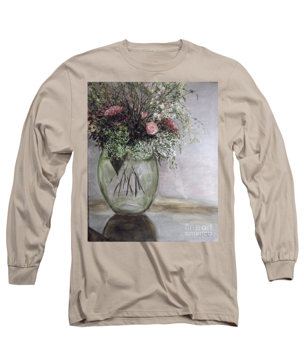 Glass Vase Long Sleeve T-Shirt featuring the painting Delicate Fragility by Lizzy Forrester